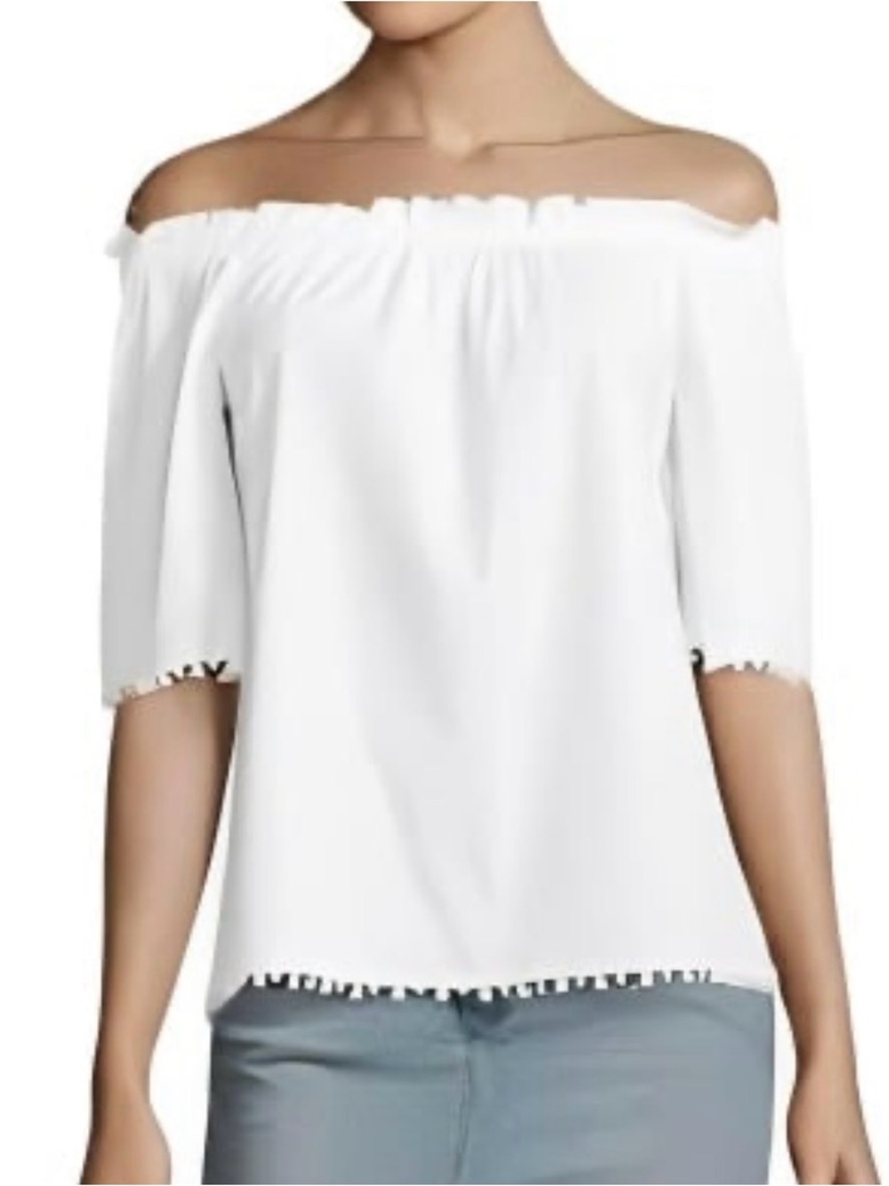 Trina Turk White Off-Shoulder Peasant Blouse